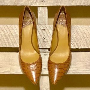 Nine West Croc Leather Kitten Heels